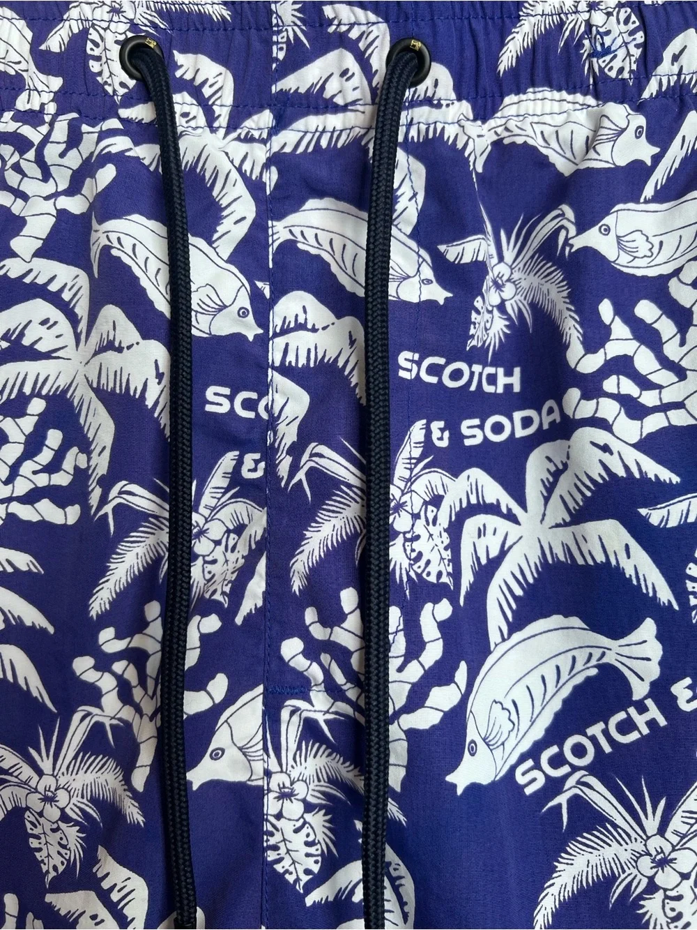 Scotch & Soda Royal Blue Tropical Swim‎ Trunks with Side Stripes. Size XL.